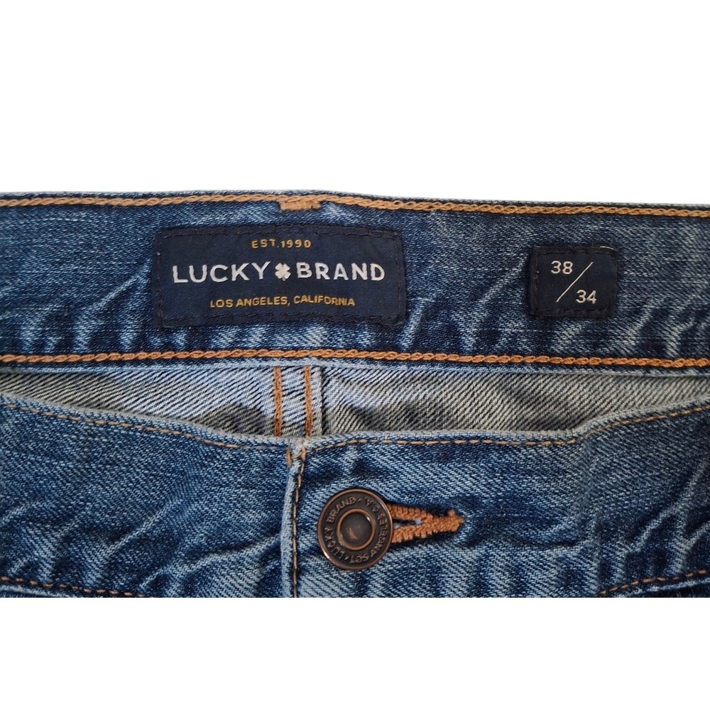 Lucky Brand 181 Relaxed Straight Mens Blue Jeans 38x34 Medium Wash 100% Cotton - Picture 4 of 12